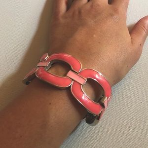 Pink and gold metal stretch bracelet vintage retro mod